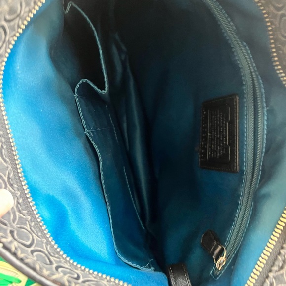 Coach large bag black w/ gray. Silver hardware. Turquoise inside. Used 2 times. - Picture 8 of 9